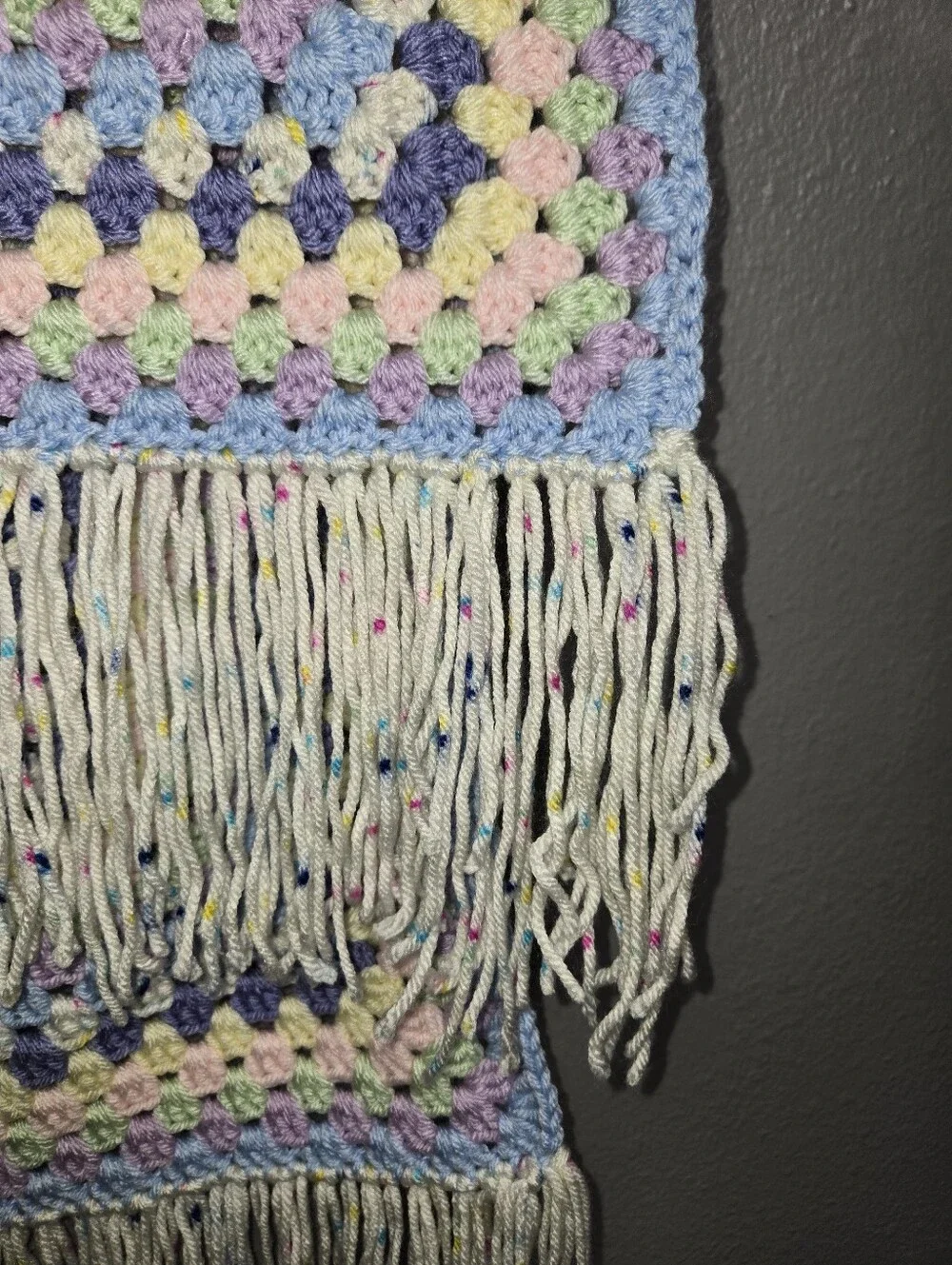 Handmade Crochet Scarf Pastel Birthday Cake Colors